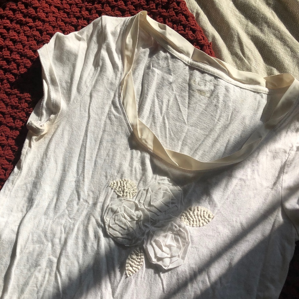 Ann Taylor Ribbon Collared t-shirt